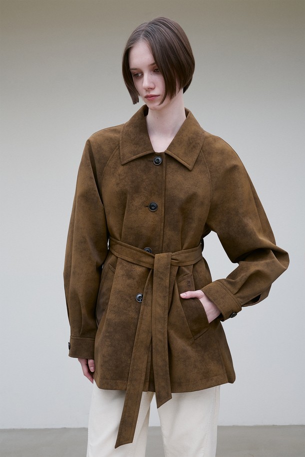 RE RHEE - 자켓 - FAUX SUEDE BELTED JACKET