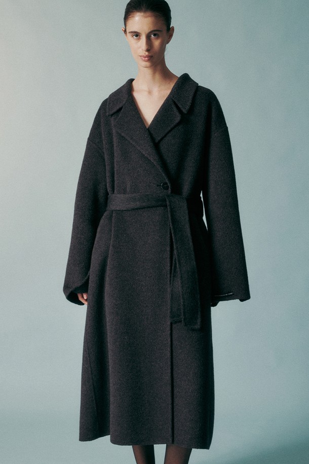 RE RHEE - 코트 - CAMEL SILK BLEND COAT DARK GRAY