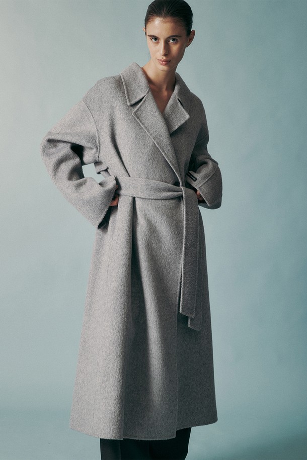 RE RHEE - 코트 - CAMEL SILK BLEND COAT GRAY