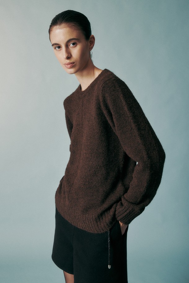 RE RHEE - 스웨터 - WOOL BLEND KNIT TOP CHOCOLATE