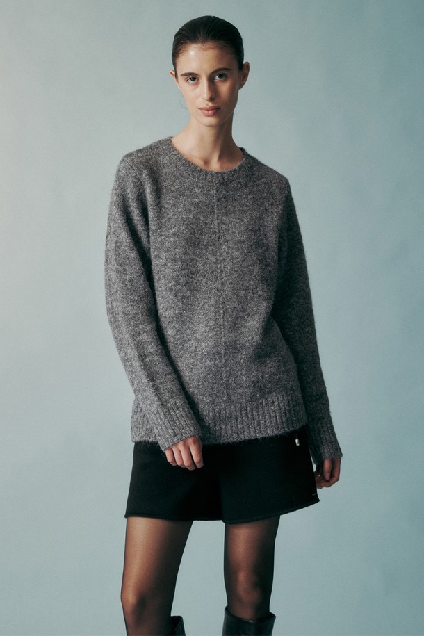 RE RHEE - 스웨터 - WOOL BLEND KNIT TOP DARK GRAY