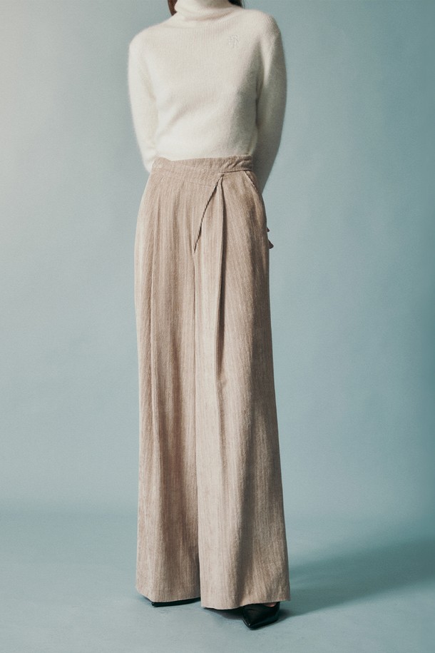 RE RHEE - 롱/미디팬츠 - WOOL BLEND CORDUROY WIDE PANTS MOCHA