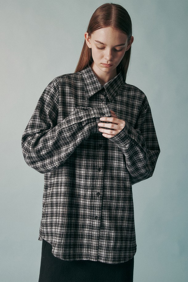 RE RHEE - 셔츠 - PEACH FLEECE CHECKED SHIRTS