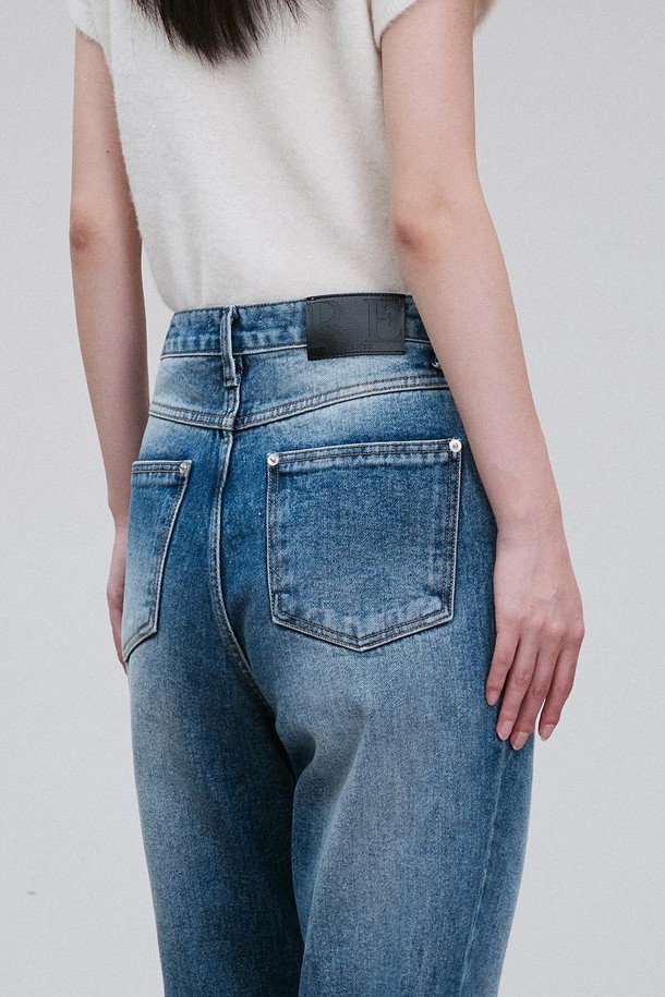 RE RHEE - 데님 - WASHED WIDE-LEG DENIM PANTS