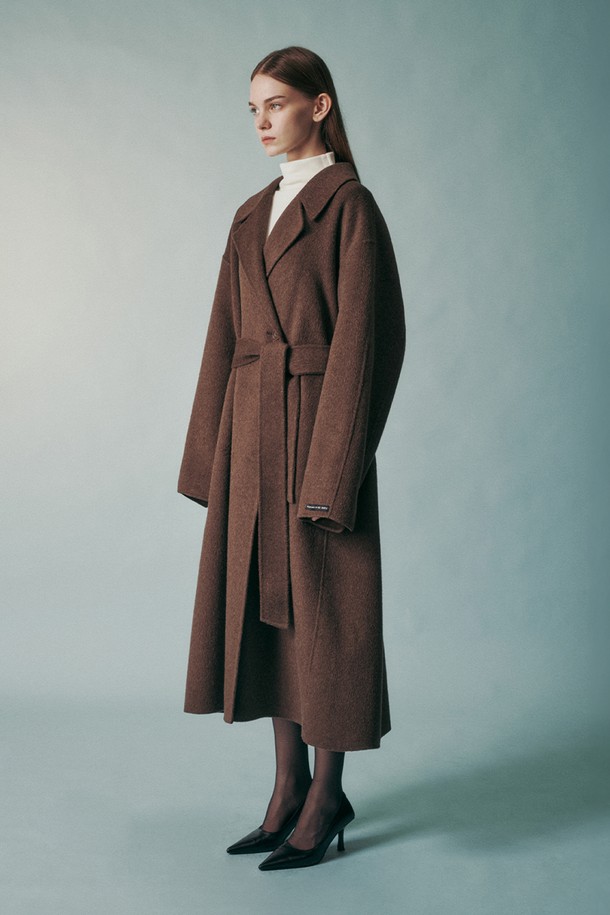 RE RHEE - 코트 - CAMEL SILK BLEND COAT BROWN