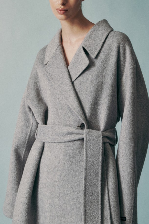 RE RHEE - 코트 - CAMEL SILK BLEND COAT GRAY