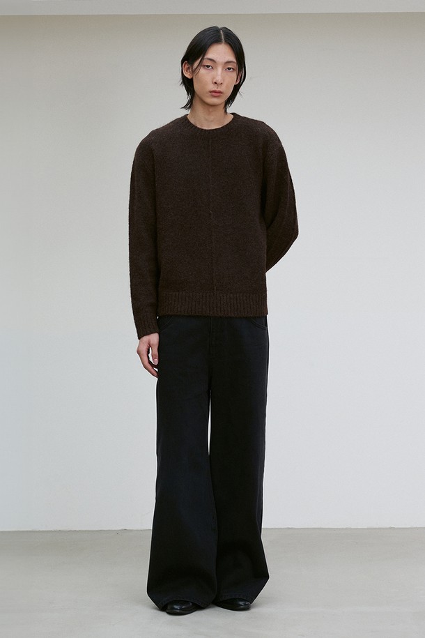 RE RHEE - 스웨터 - UNISEX WOOL BLEND KNIT TOP CHOCOLATE