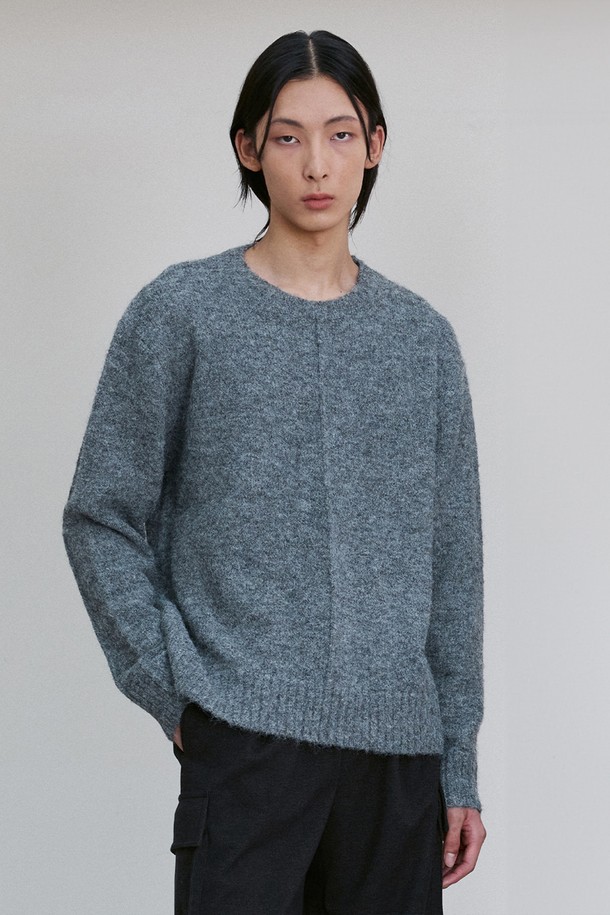 RE RHEE - 스웨터 - UNISEX WOOL BLEND KNIT TOP DARK GRAY