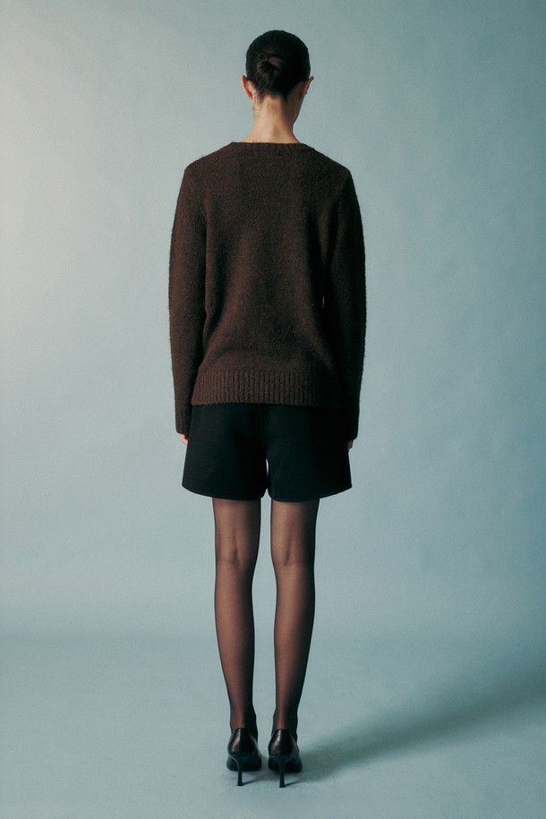 RE RHEE - 스웨터 - WOOL BLEND KNIT TOP CHOCOLATE