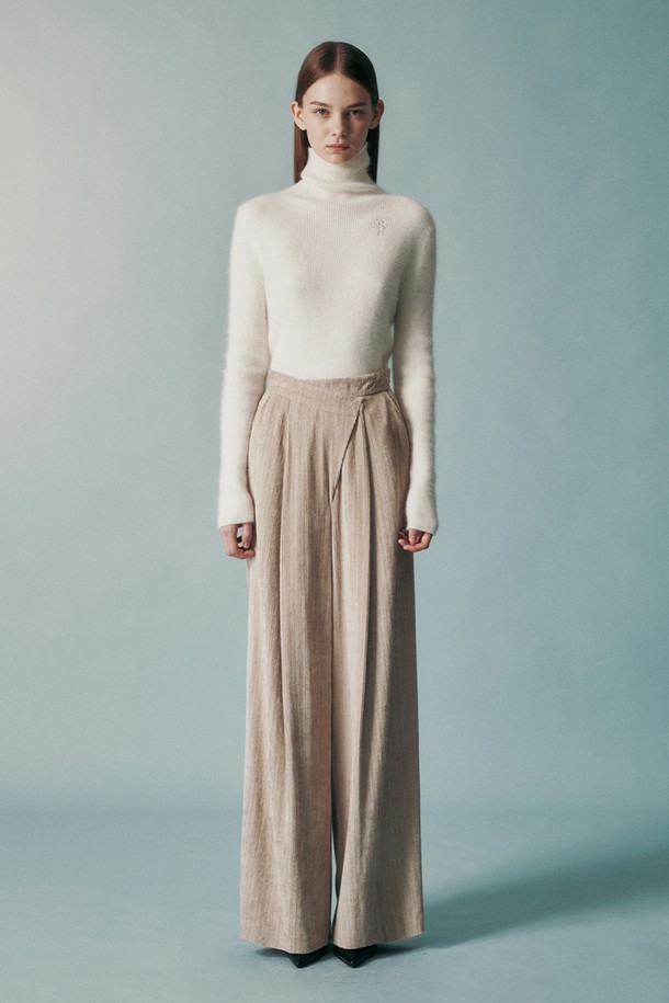 RE RHEE - 롱/미디팬츠 - WOOL BLEND CORDUROY WIDE PANTS MOCHA