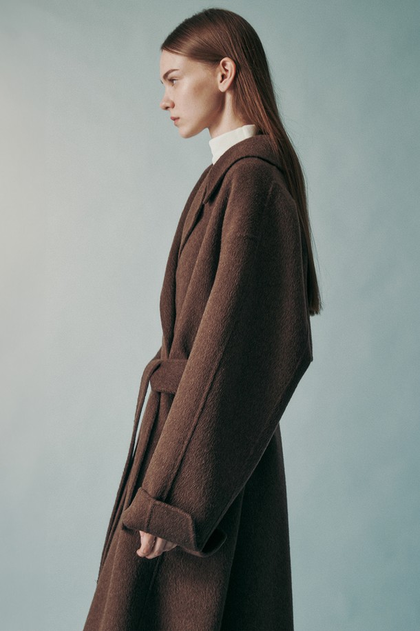 RE RHEE - 코트 - CAMEL SILK BLEND COAT BROWN