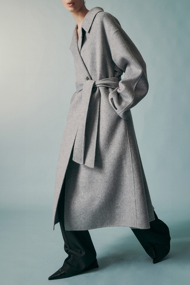 RE RHEE - 코트 - CAMEL SILK BLEND COAT GRAY