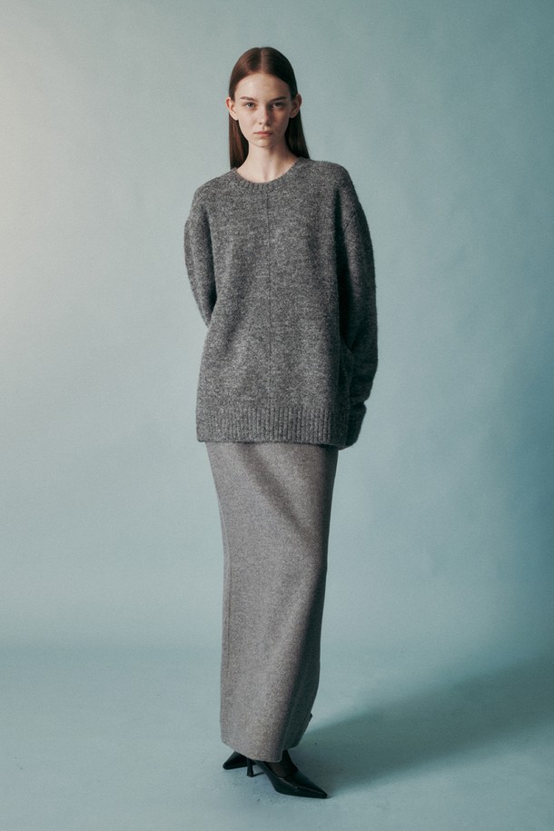 RE RHEE - 스웨터 - UNISEX WOOL BLEND KNIT TOP DARK GRAY