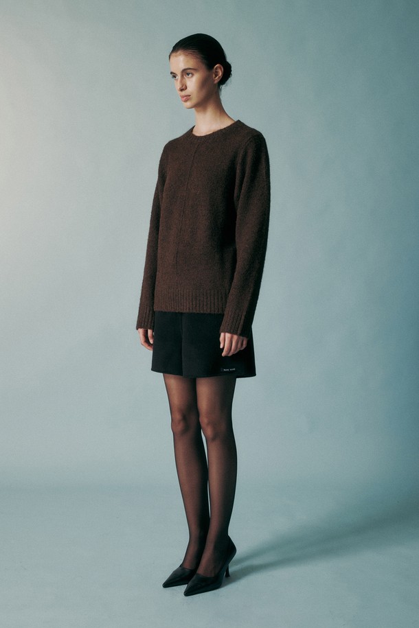 RE RHEE - 스웨터 - WOOL BLEND KNIT TOP CHOCOLATE