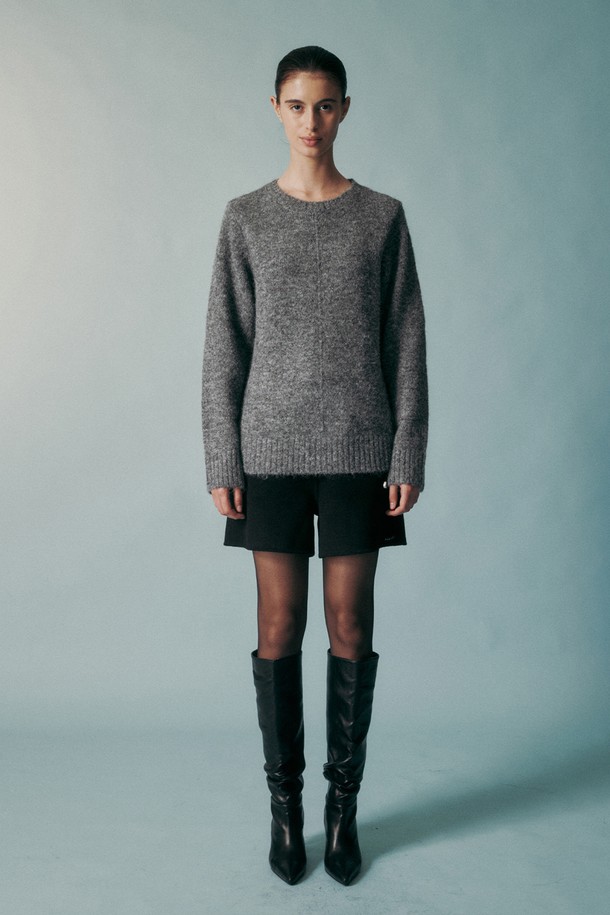 RE RHEE - 스웨터 - WOOL BLEND KNIT TOP DARK GRAY