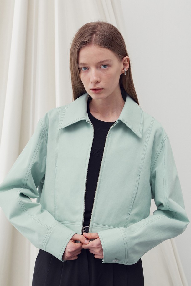 RE RHEE - 점퍼 - STITCH DETAILED BOMBER JACKET PASTEL MINT