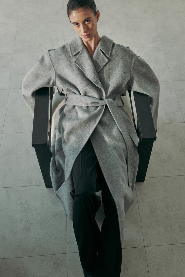 RE RHEE - 코트 - CAMEL SILK BLEND COAT GRAY