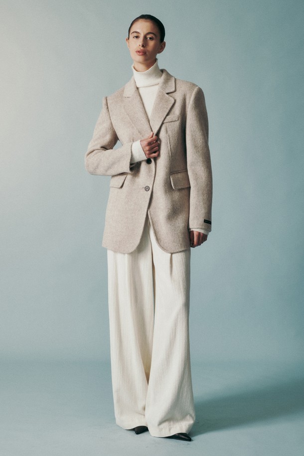 RE RHEE - 롱/미디팬츠 - WOOL BLEND CORDUROY WIDE PANTS IVORY