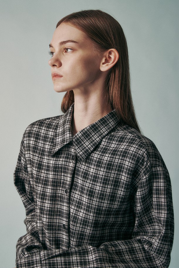 RE RHEE - 셔츠 - PEACH FLEECE CHECKED SHIRTS