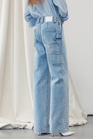 DENIM CARGO PANTS SKY BLUE