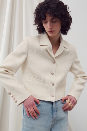 WOOL-BLEND TWEED JACKET CREAM