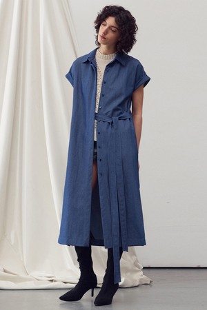 BELTED MIDI SHIRT DRESS