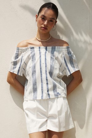 OFF SHOULDER STRIPE BLOUSE