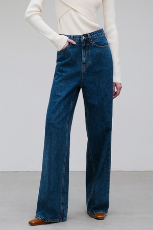 FRONT CREASED DENIM PANTS