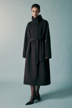 FUNNEL NECK ALPACA WOOL BLEND COAT