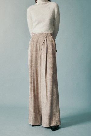 WOOL BLEND CORDUROY WIDE PANTS MOCHA