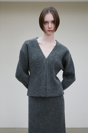 KNIT COTTON HOOK EYE CARDIGAN
