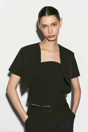 BOLERO HALF SLEEVED CROPPED JACKET BLACK