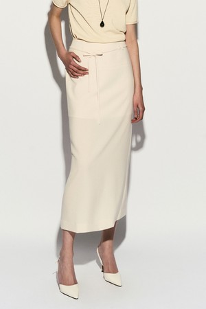 BELTED MIDI SKIRT CREAM