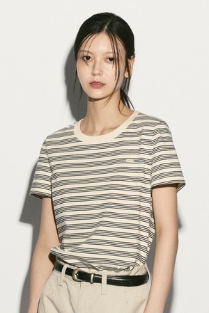 LOGO STRIPED T-SHIRT IVORY