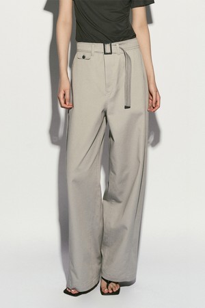 BELTED STRAIGHT LEG TROUSER ASH GRAY