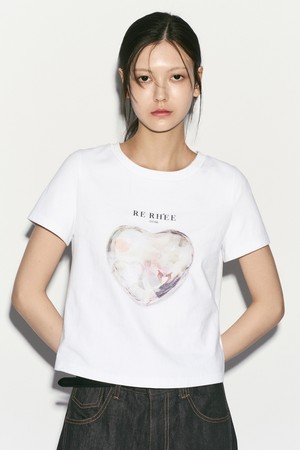 HEART PRINT CROPPED T-SHIRT