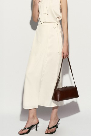 SILKY WRAP MIDI SKIRT PEARL