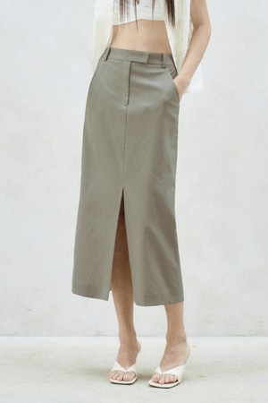 FRONT SLIT MIDI SKIRT