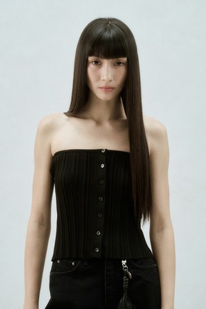 BUTTONED RIBBED TUBE TOP