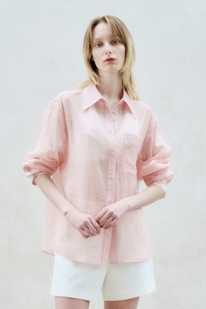 STRIPED SHEER SHIRTS PEACH