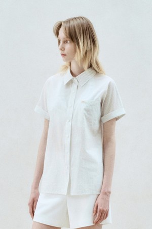 STRIPED HALF-SLEEVE SHIRT WHITE
