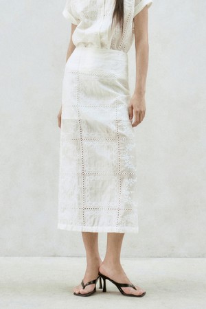 CROCHET SHEER MIDI SKIRT