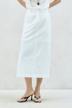 SIDE SLIT NYLON MIDI SKIRT
