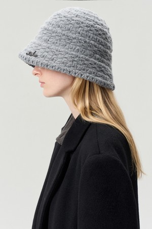 WOOL KNIT BUCKET HAT GRAY