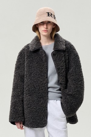 REVERSIBLE FUR JACKET CHARCOAL