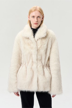 DRAWSTRING FUR JACKET ECRU