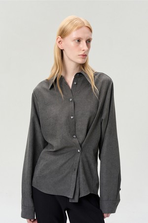 SIDE BUTTON SUEDE SHIRT CHARCOAL