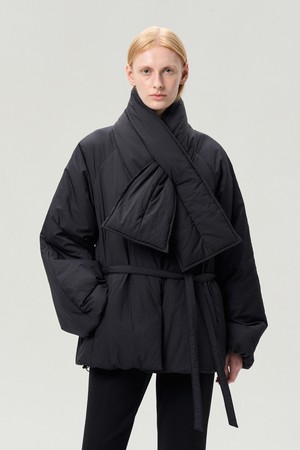SCARF DETAIL PADDED COAT