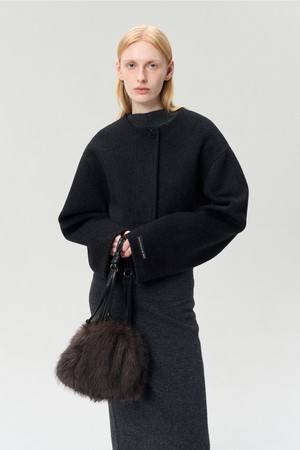 WOOL CROPPED JACKET CHARCOAL