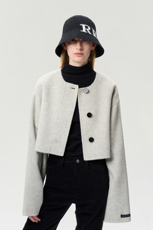ANGORA WOOL CROPPED JACKET MIST